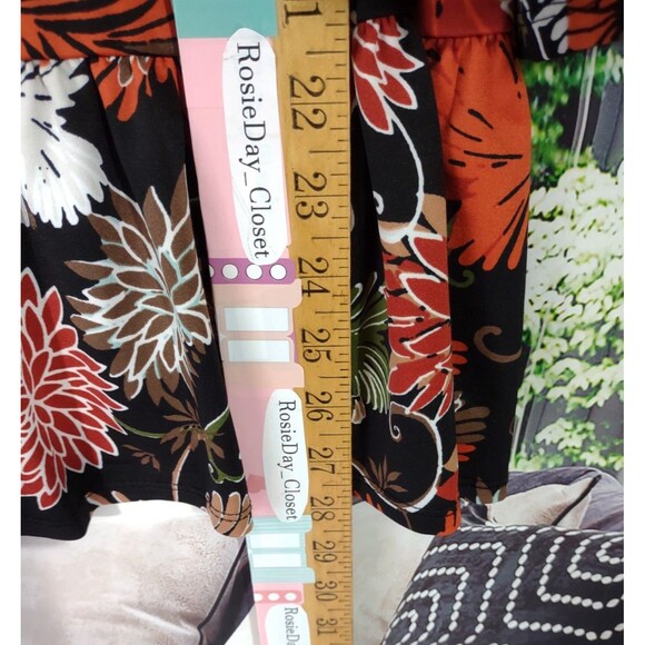 NY Collection Size 1X Top Floral Peplum 3/4 Bell Sleeve Popover Boho Office - Picture 6 of 8